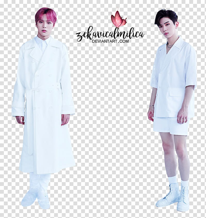 Monsta X Are You There, man in white tops with text overlay transparent background PNG clipart