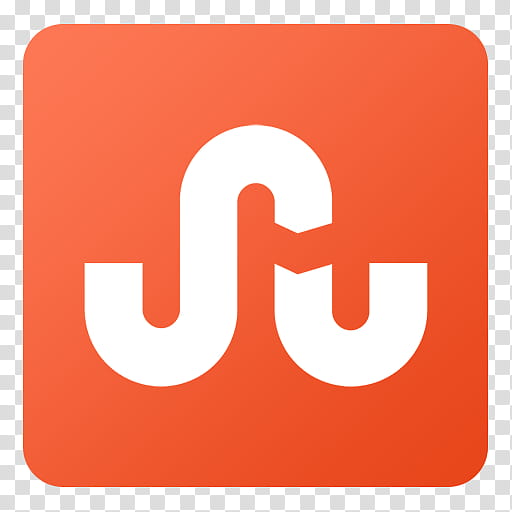 Flat Gradient Social Media Icons, StumbleUpon, white and orange logo transparent background PNG clipart