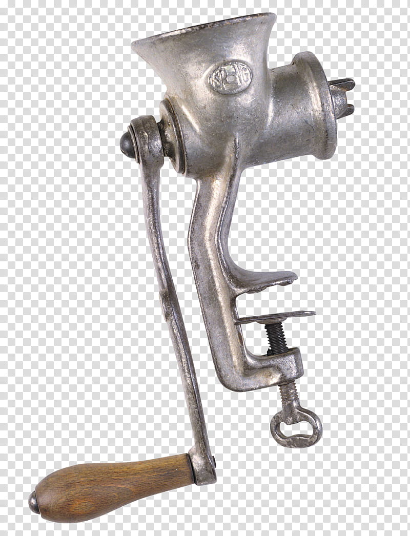 Mincer, gray metal manual meat grinder transparent background PNG clipart