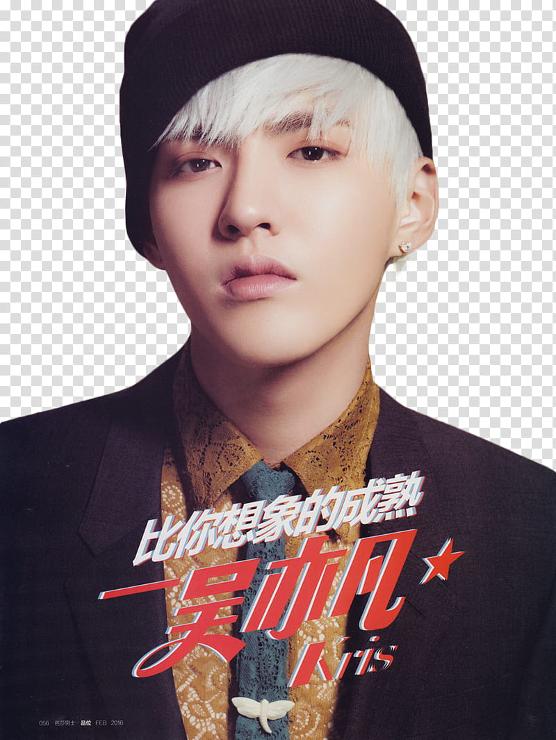 KRIS EXO, portrait graphy of man wearing suit jacket and beanie transparent background PNG clipart