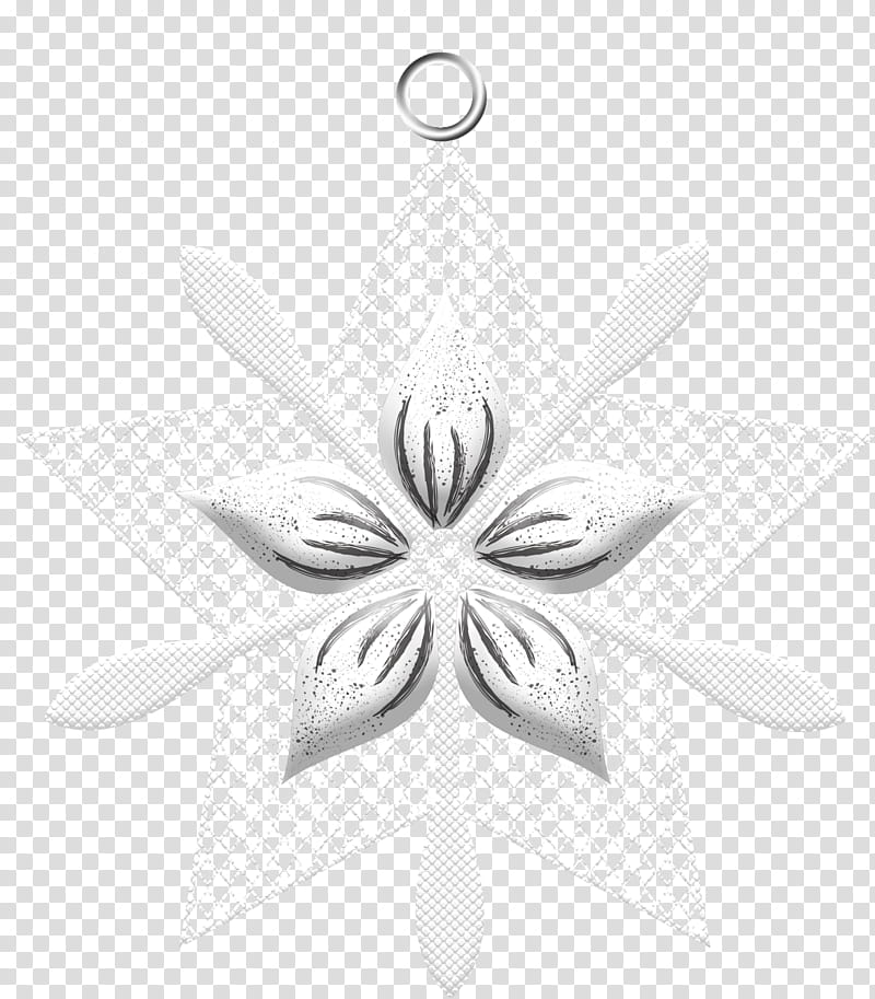 Christmas ornaments lace, white star and flower pendant transparent background PNG clipart
