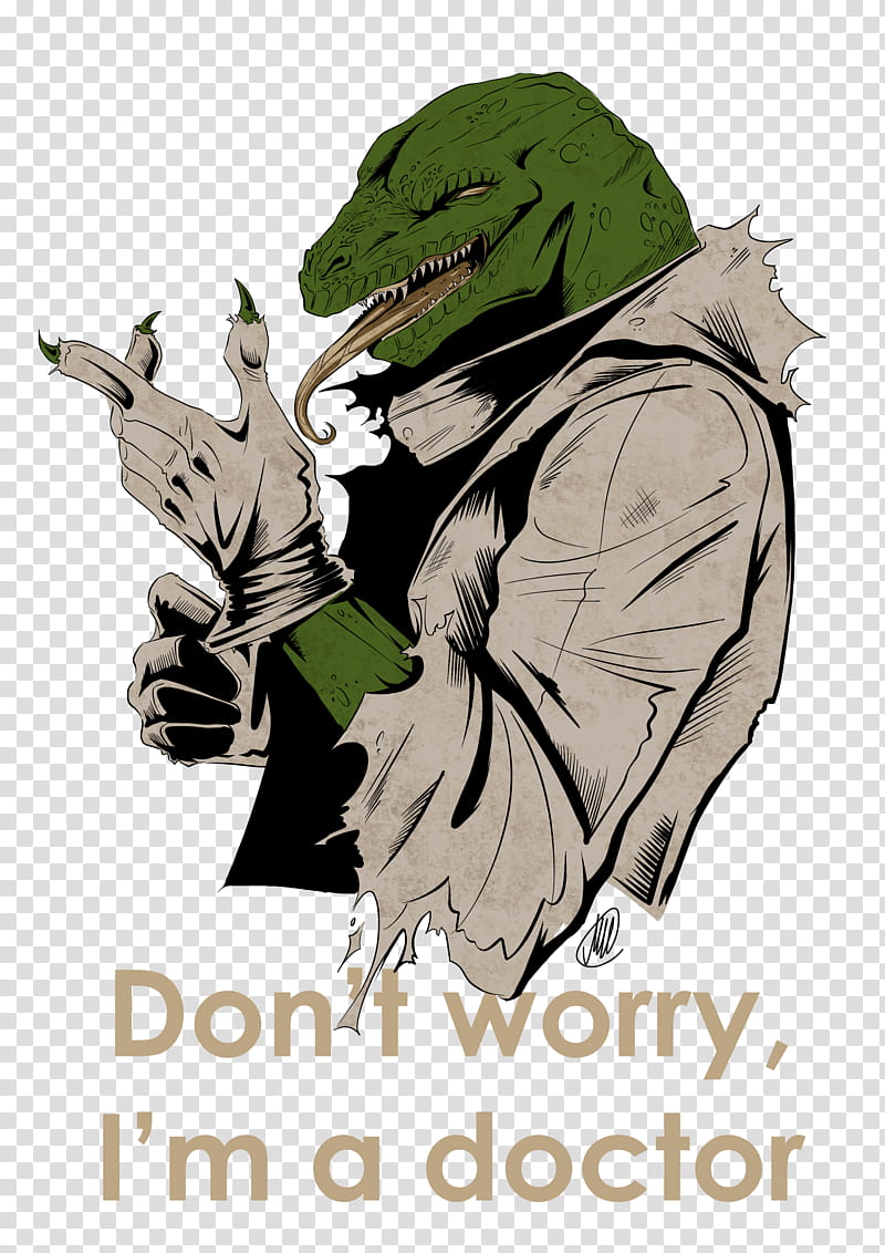Lizardman Tshirt print FREE, don't worry i'm a doctor illustration transparent background PNG clipart