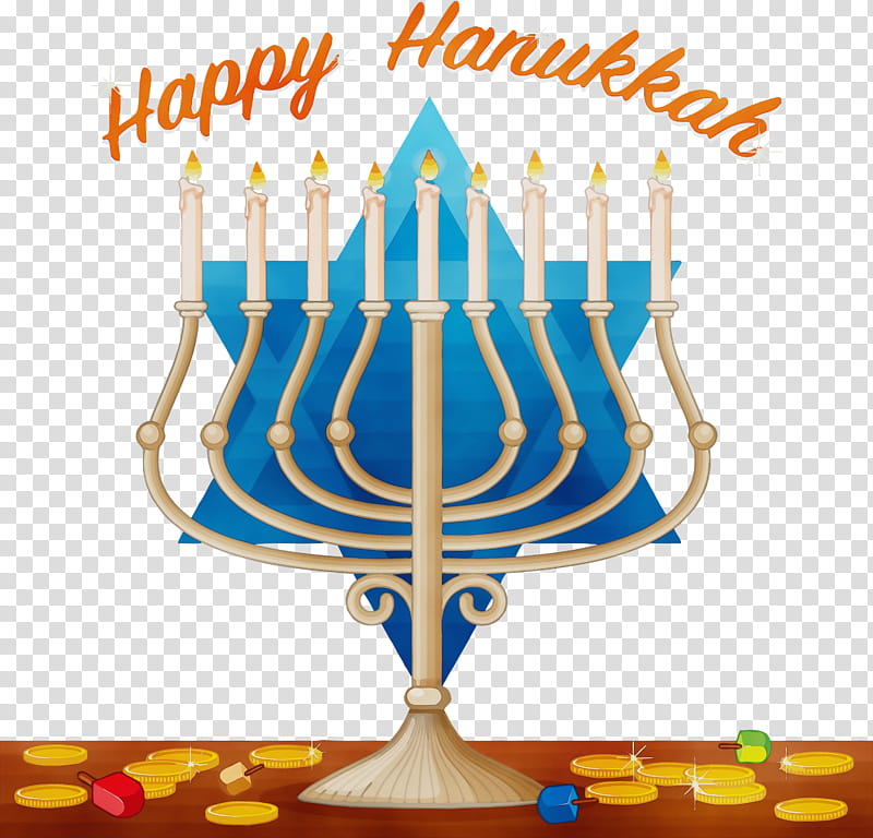 Birthday candle, Hanukkah Candle, Happy Hanukkah, Watercolor, Paint, Wet Ink, Menorah, Candle Holder transparent background PNG clipart