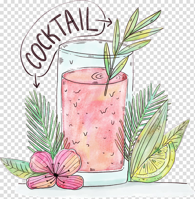 drink plant cocktail garnish highball glass, Watercolor, Paint, Wet Ink, Nonalcoholic Beverage, Food transparent background PNG clipart
