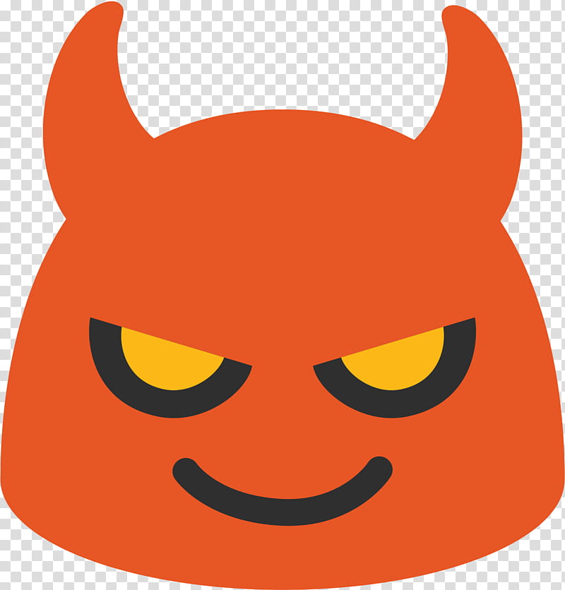 Smiley Face, Emoji, Sticker, Blob Emoji, Tshirt Emoji, Devil, Noto Fonts, Orange transparent background PNG clipart