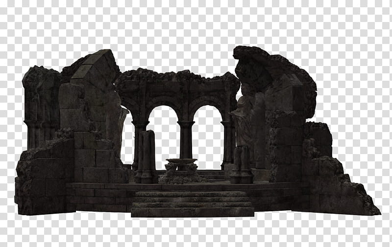 Building Temple Ruins , black stone formation illustration transparent background PNG clipart