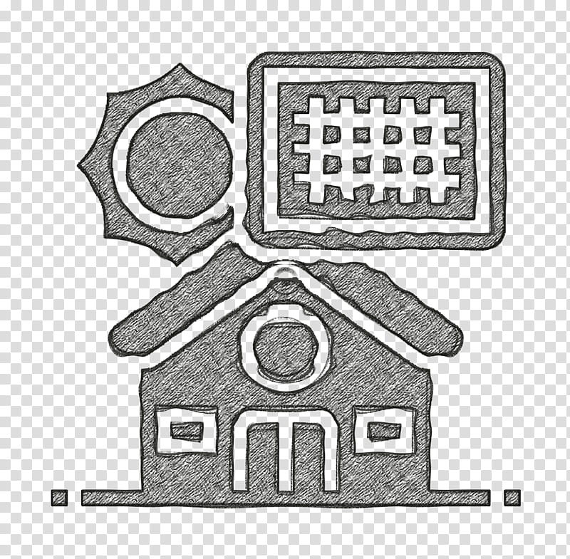 Architecture icon Ecology and environment icon Solar panel icon, Line Art, Symbol, Blackandwhite, Logo transparent background PNG clipart