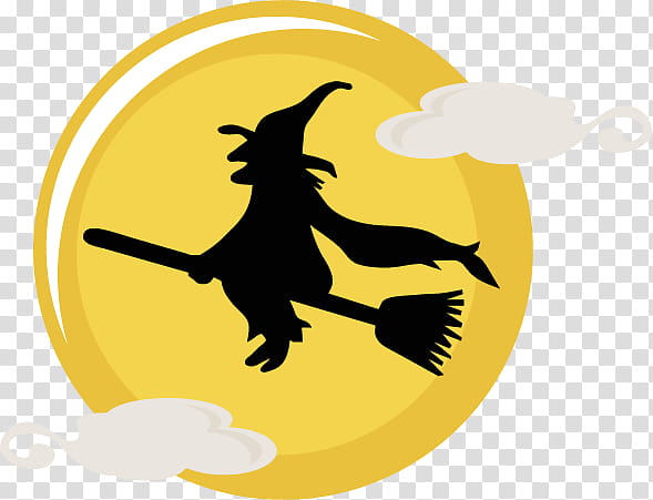 Halloween S, witch flying logo transparent background PNG clipart