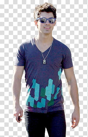 Jonas , man wearing gray V-neck t-shirt transparent background PNG clipart