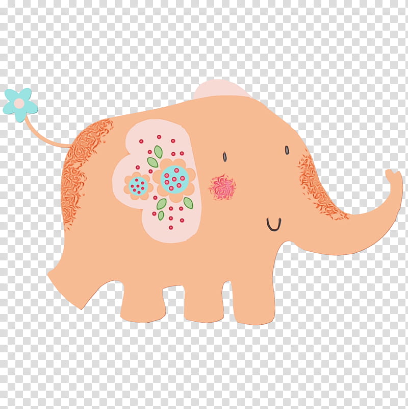 Indian elephant, Watercolor, Paint, Wet Ink, Elephants And Mammoths, Pink, Animal Figure, Sticker transparent background PNG clipart