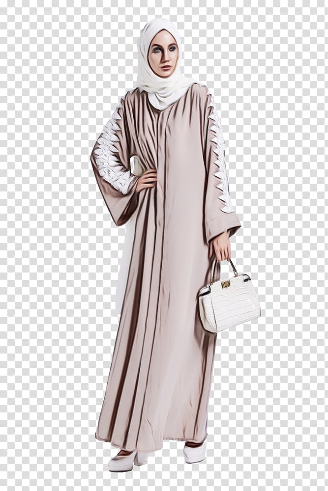 Robe Clothing, Abaya, Sleeve, Costume, White, Dress, Outerwear, Beige transparent background PNG clipart