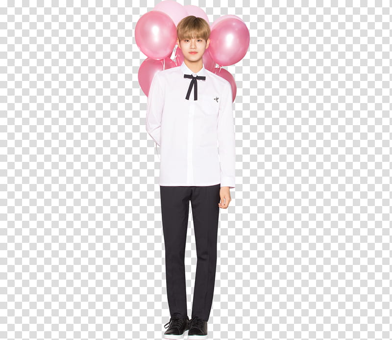 WANNA ONE X Ivy Club P, man holding pink balloons transparent background PNG clipart