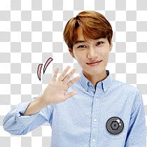 EXO Kakao Talk Stickers, man waving while smiling transparent background PNG clipart