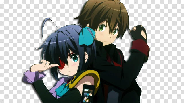 Yuuta and Rikka, male and female anime characters transparent background PNG clipart