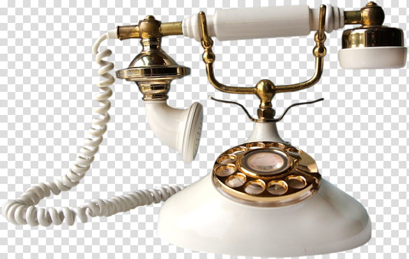 phone, white and gold cradle telephone transparent background PNG clipart