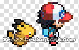ash x Pikachu sprite pixel Xrozz Xero transparent background PNG clipart