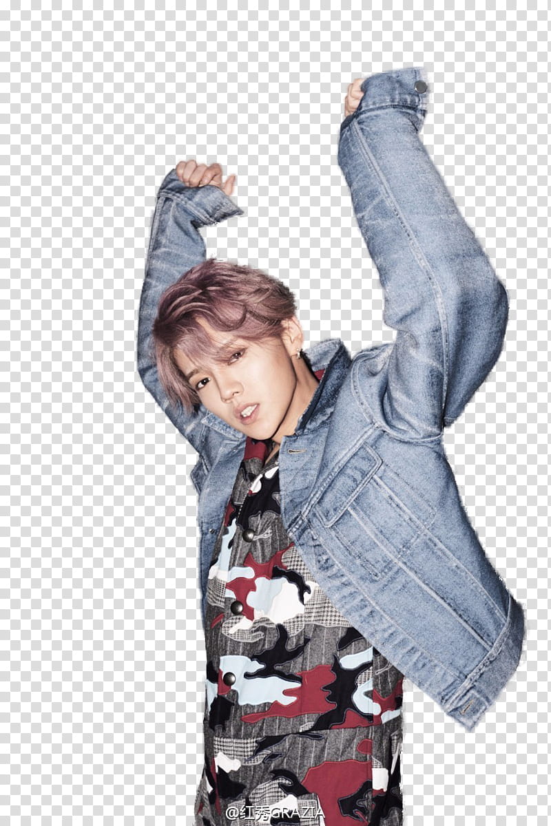 Luhan, man raising his arm while wearing jacket transparent background PNG clipart