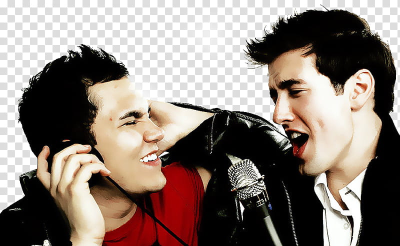 Big Time Rush Carlos and Logan singing while facing each other transparent background PNG clipart