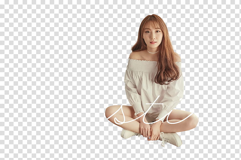 PRISTIN , woman wearing white off-shoulder top transparent background PNG clipart