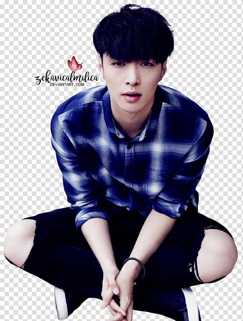 EXO Lay  Season Greetings, man wearing blue and white plaid dress shirt transparent background PNG clipart