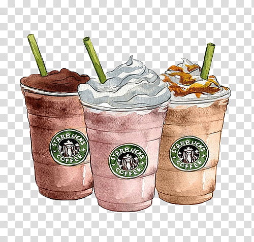 New , three Starbucks frappes transparent background PNG clipart