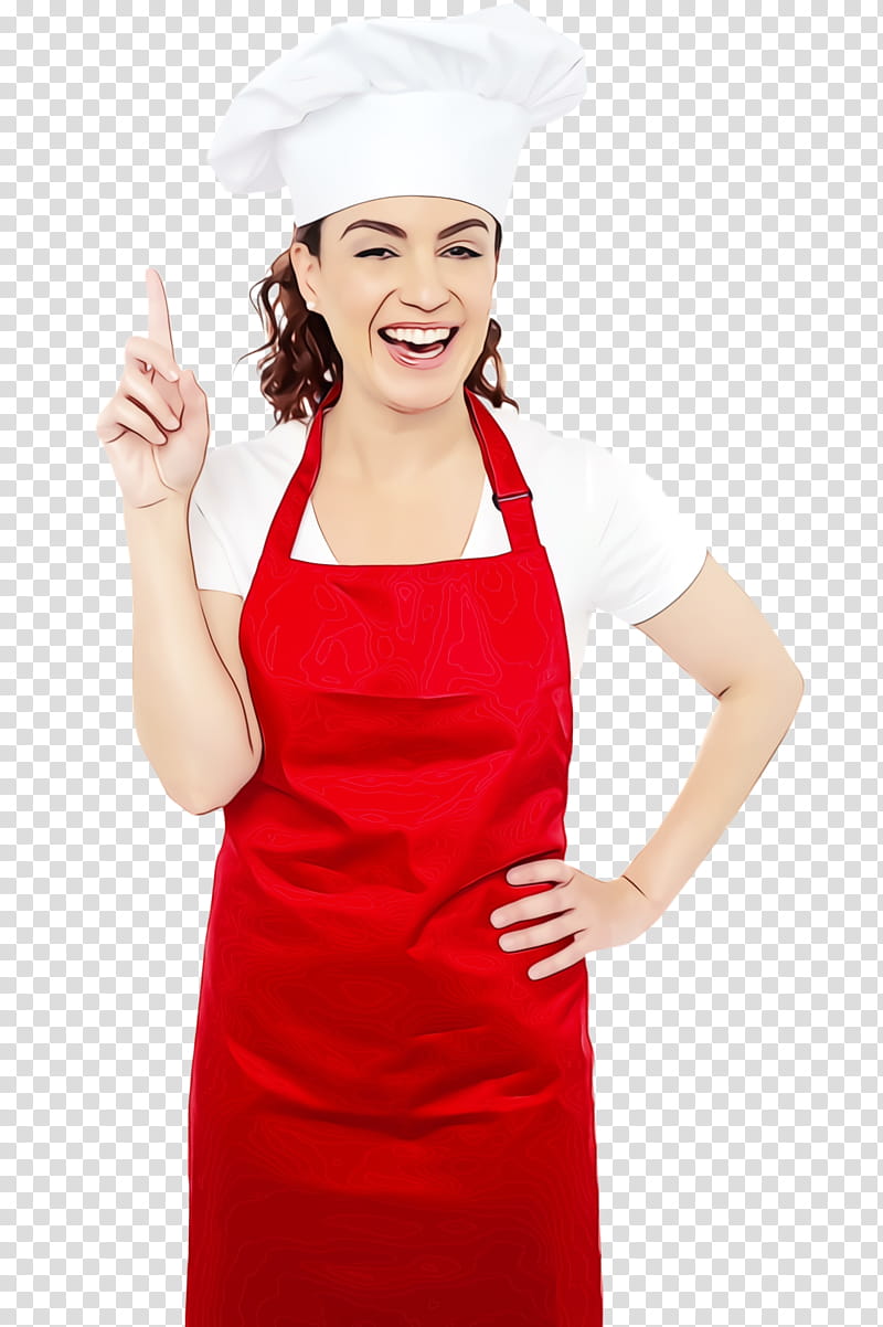 clothing red gesture dress apron, Watercolor, Paint, Wet Ink, Costume, Costume Accessory, Smile transparent background PNG clipart