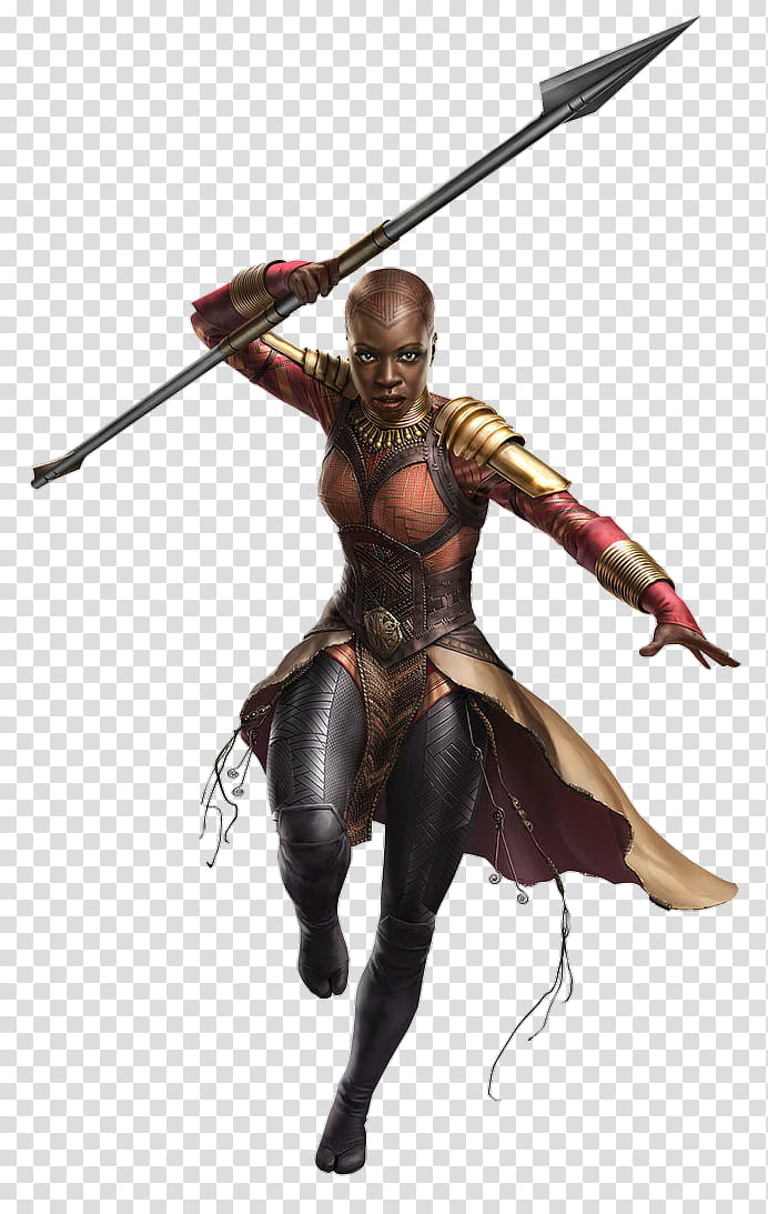 Black Panther Okoye, female warrior holding weapon art transparent background PNG clipart
