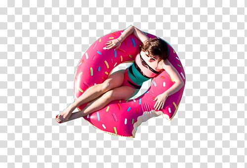 , woman sitting in doughnut swimming ring transparent background PNG clipart
