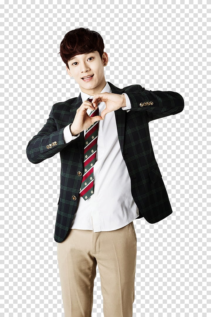 set EXO for Let BONGx Together Game, man doing heart hand sign transparent background PNG clipart