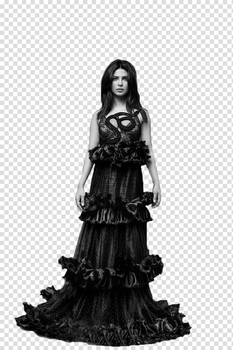 PRIYANKA CHOPRA, woman in black dress illustration transparent background PNG clipart