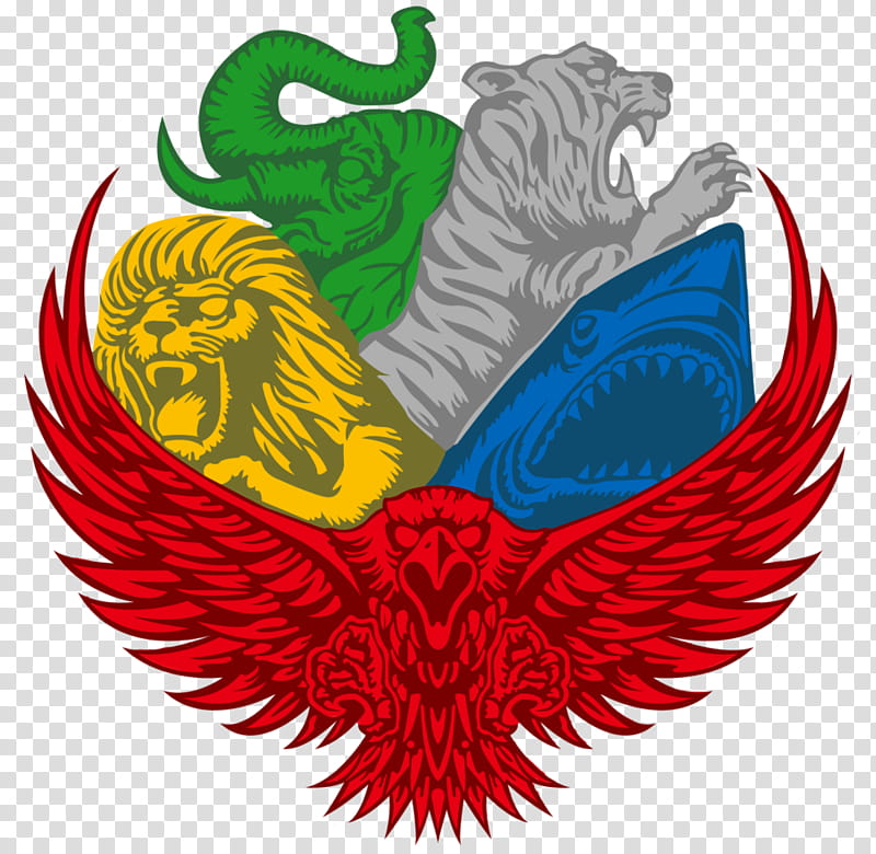 Doubutsu Sentai Zyuohger Logo Color, blue shark and red eagle illustration transparent background PNG clipart