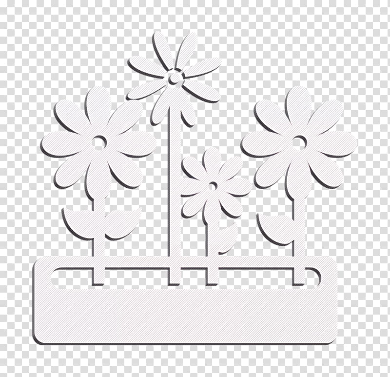nature icon Flower icon House Things icon, Text, Blackandwhite, Petal, Leaf, Plant, Wildflower transparent background PNG clipart
