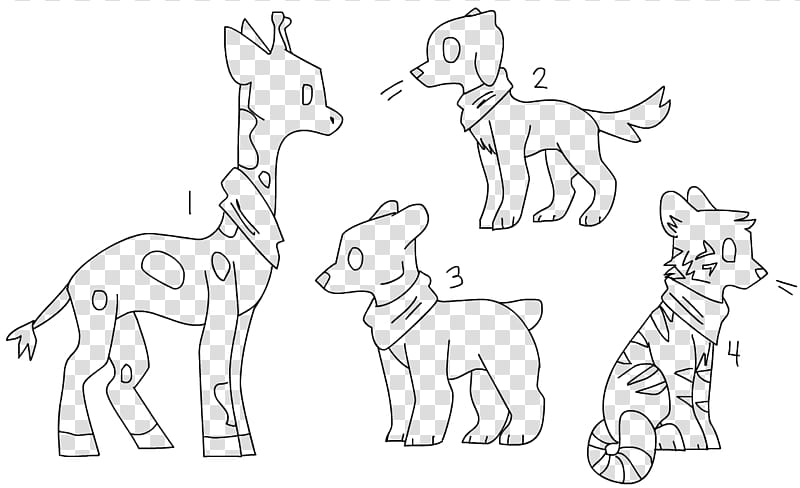 FTU  Free to Use Simple Animal Bases, four dogs illustration transparent background PNG clipart