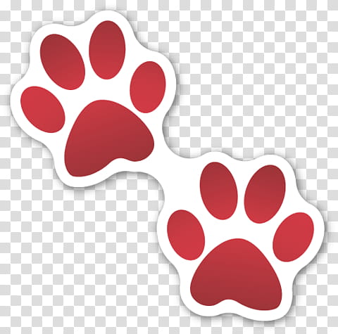 EMOJI STICKER , two red paw print transparent background PNG clipart