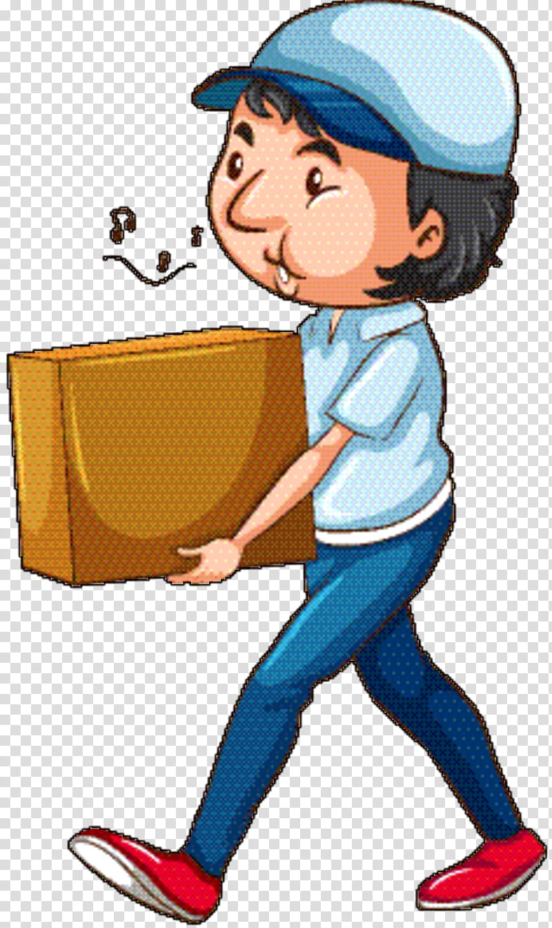 Boy, Drawing, Box, Delivery, Mail, Cartoon, Pleased transparent background PNG clipart