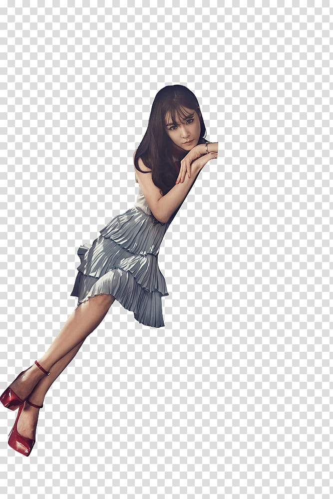 Girls Generation LION HEART Part  P, woman wearing white and gray tiered dress transparent background PNG clipart