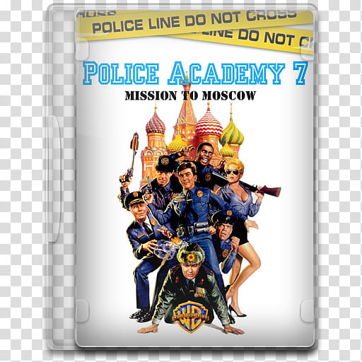 Movie Icon Mega , Police Academy , Mission to Moscow, rectangular clear case with Police Academy  Mission to Moscow movie poster illustration transparent background PNG clipart