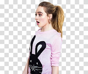 Sabrina Carpenter s, women's white and black long sleeve shirt transparent background PNG clipart thumbnail