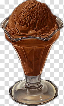 chocolate ice cream in clear short-footed glass transparent background PNG clipart