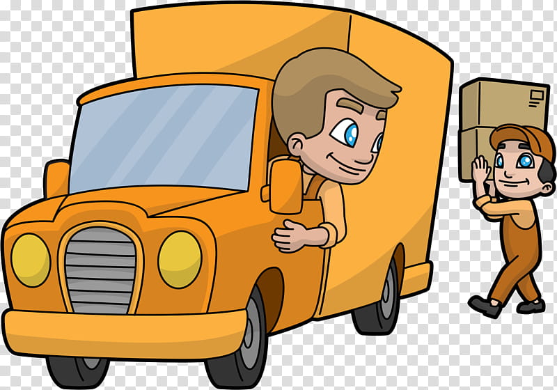 Cartoon School Bus, MOVER, Cartoon, Delivery, Truck, Text, Electronic Logging Device, Vehicle transparent background PNG clipart