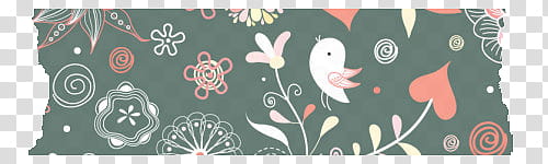 kinds of Washi Tape Digital Free, teal,white,and pink floral bird transparent background PNG clipart