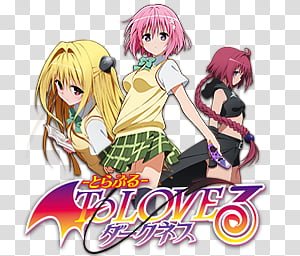Anime Summer Season Icon , To Love-Ru; Trouble, Darkness nd, v, five anime  characters poster transparent background PNG clipart