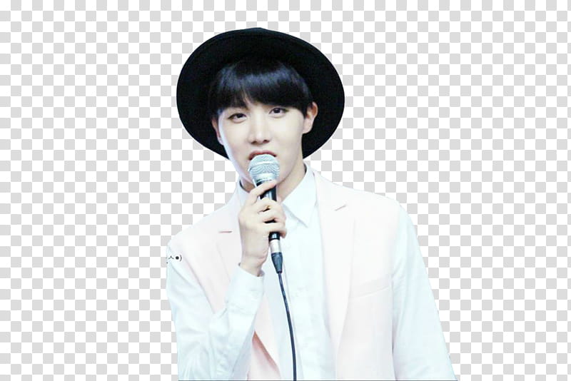 JHOPE BTS, man holding black corded microphone transparent background PNG clipart