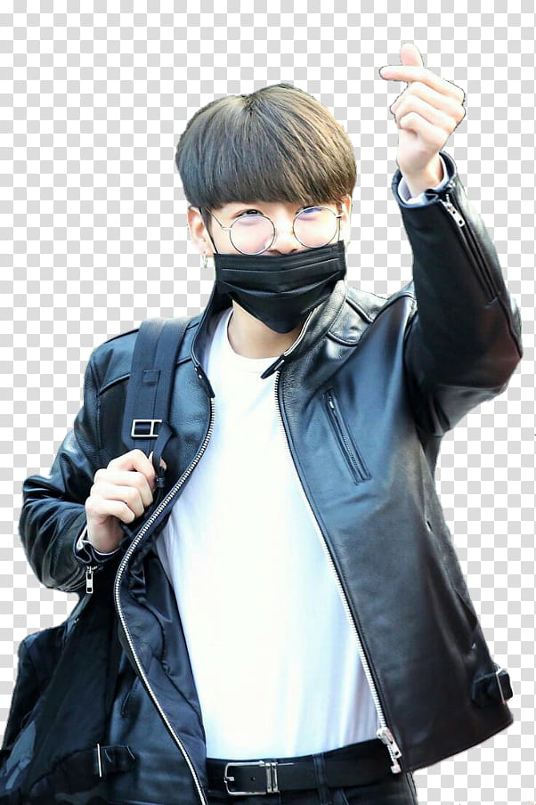 Jungkook Airport, man raising his hand and showing heart sign transparent background PNG clipart