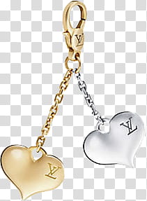 All that glitters , gold-and-silver-colored heart Louis Vuitton pendant transparent background PNG clipart