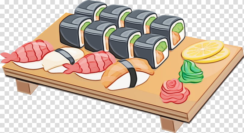 Sushi, Watercolor, Paint, Wet Ink, Japanese Cuisine, Food transparent background PNG clipart