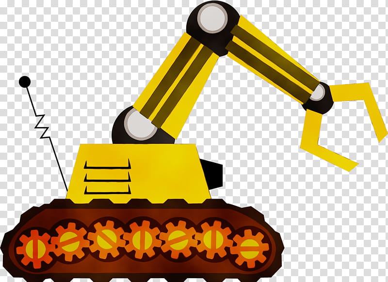 Robot Machine Cartoon Excavator Drawing, Watercolor, Paint, Wet Ink, Robotic Arm, Backhoe, Technology, Construction Equipment transparent background PNG clipart