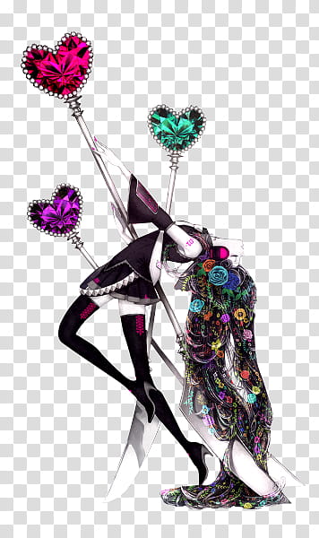 Render vocaloid Miku, woman pierced with heart spears illustration transparent background PNG clipart