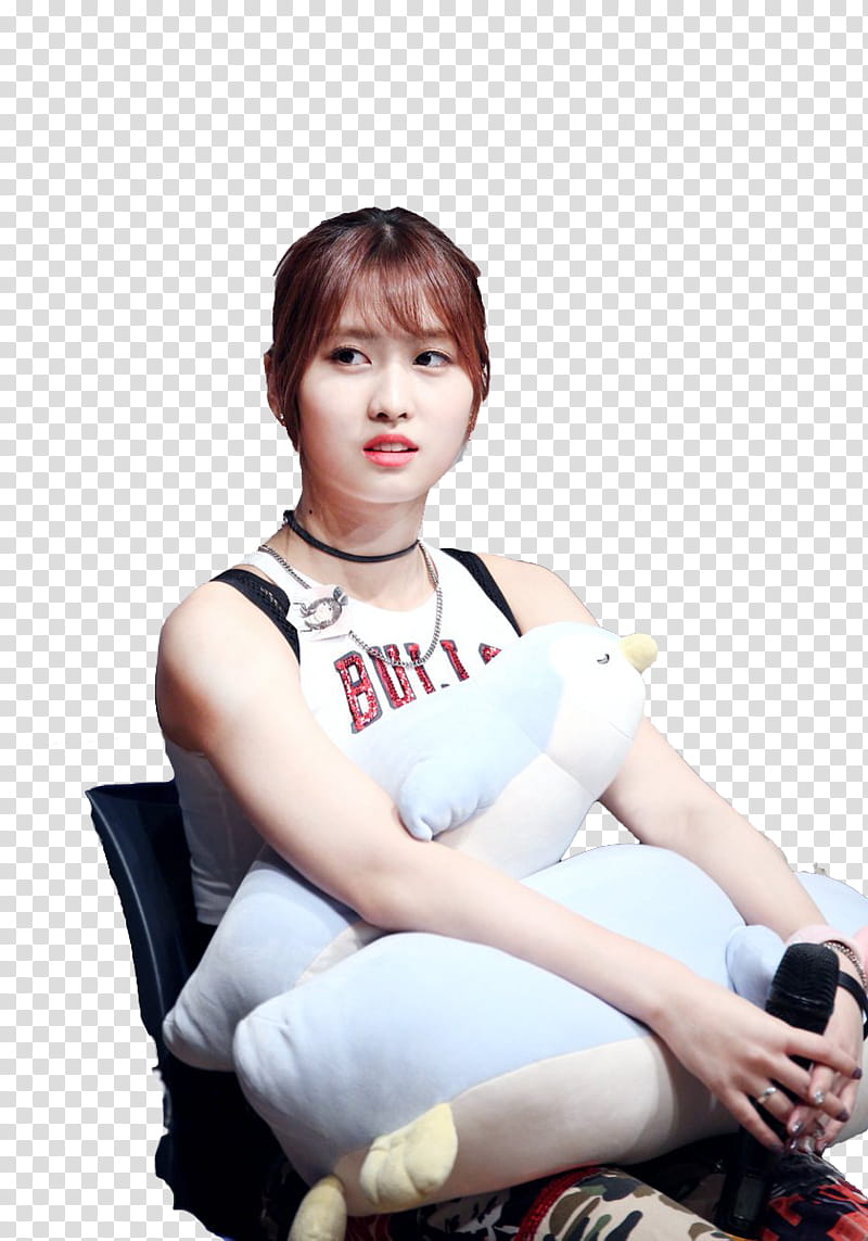 RENDER TWICE MOMO  s, Twice Momo sitting on chair transparent background PNG clipart