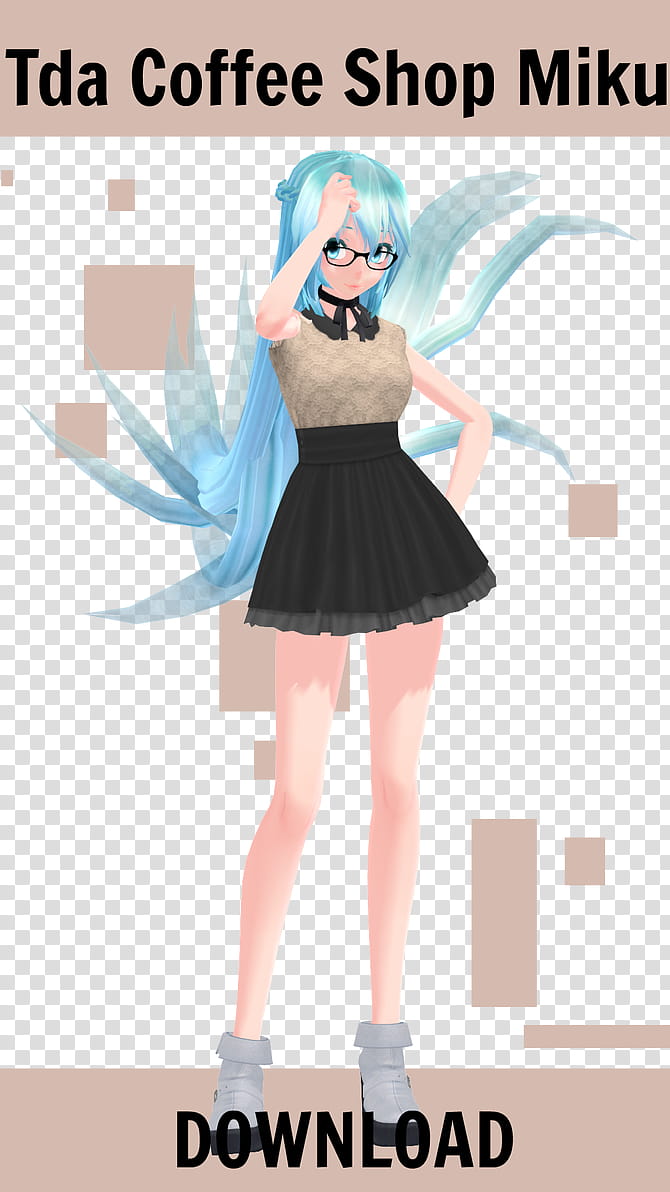 TDA COFFEE SHOP MIKU || DL, female animate character art transparent background PNG clipart